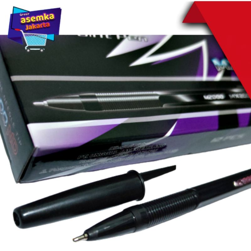 Ballpoint bolpen Pen 12pcs Warna Hitam Model MX2000ND Grosir