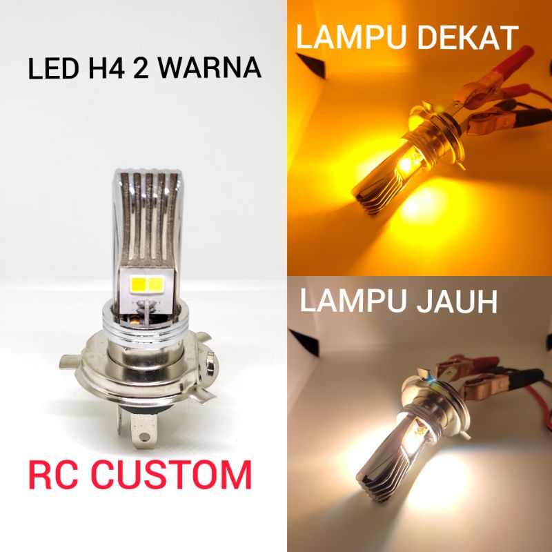 lampu depan led h4 2 warna motor mobil lampu utama headlamp tembus kabut hujan pnp semua motor dan m