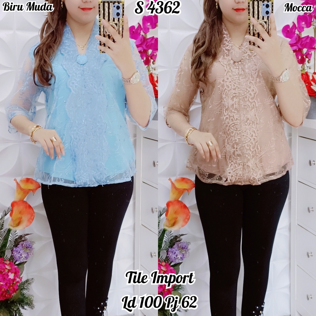 SS 4362. BLOUSE WANITA LENGAN PENDEK/ BAJU PESTA ATASAN KEBAYA MODERN TILE GOOD QUALITY