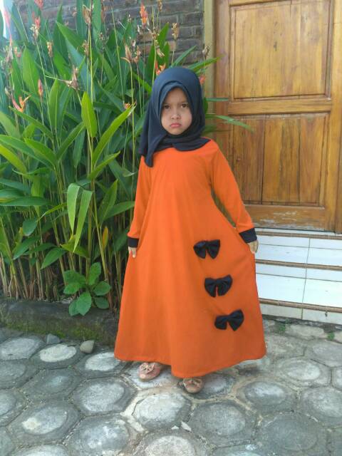 Gamis anak pita lucu/ baju Muslim