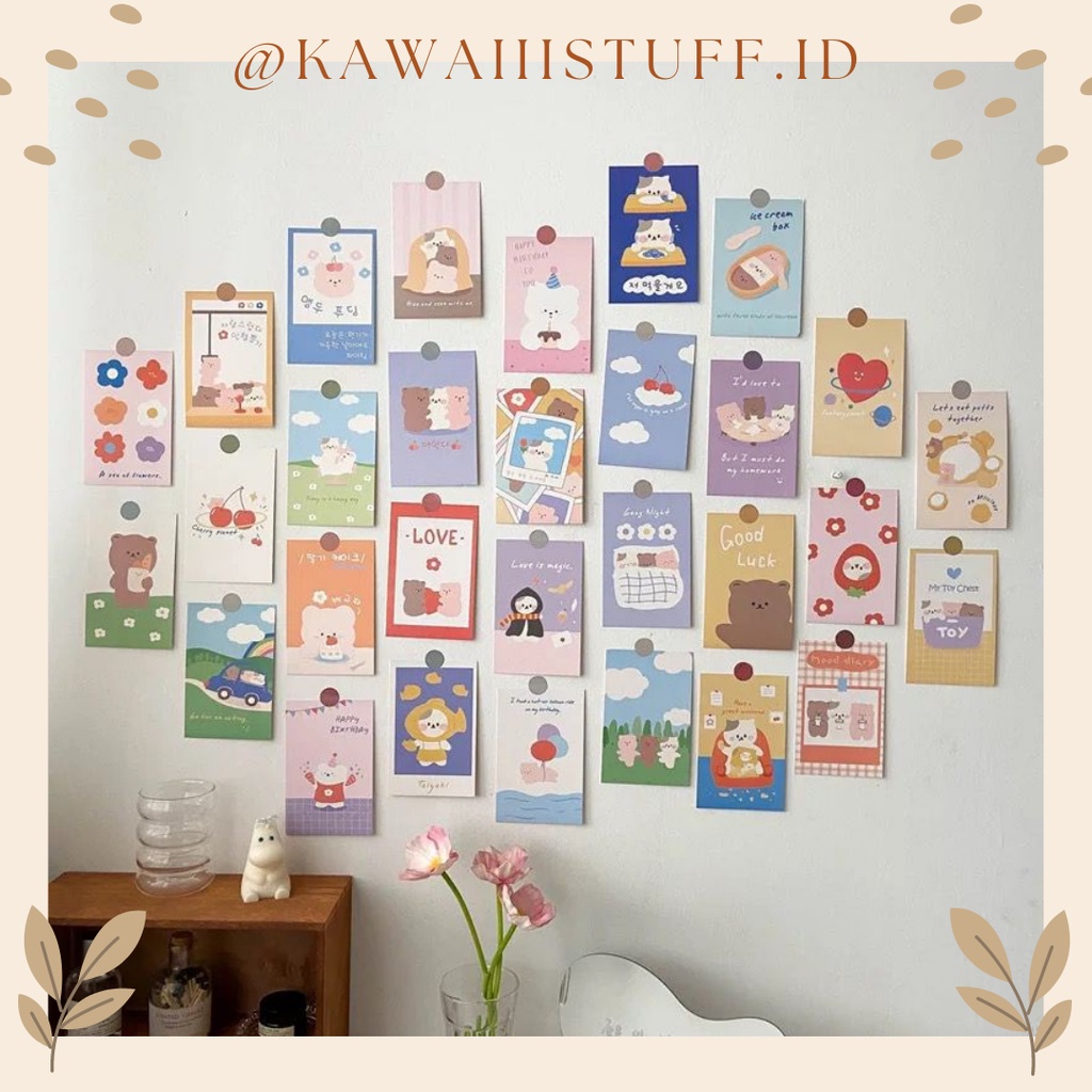 [KAWAIIISTUFF.ID] 15 Pcs Daily Bear & Cat Poster