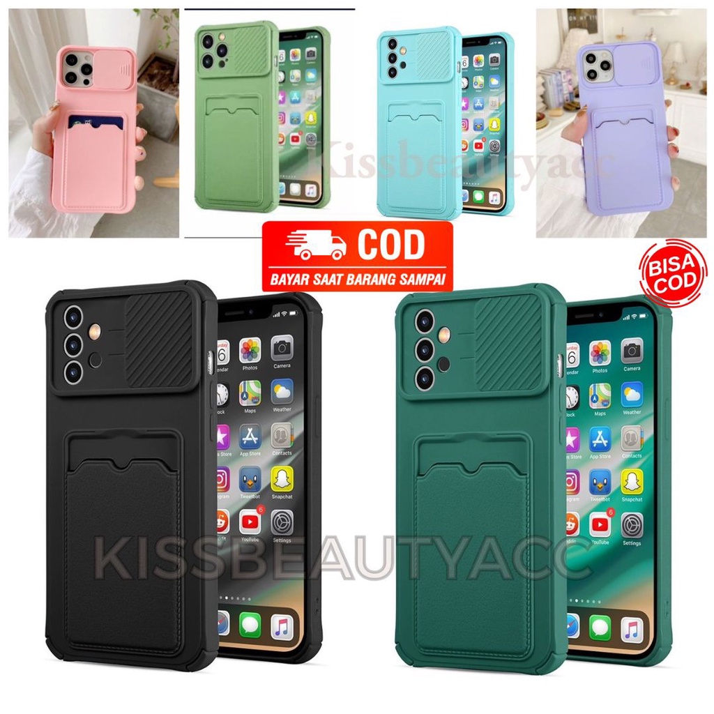 SOFT CASE MACARON SLIDE CAMERA + SLOT CARD HOLDER VIVO Y21 Y21S Y21A Y21T Y33S Y33T Y02S/ Y16/ Y91 Y