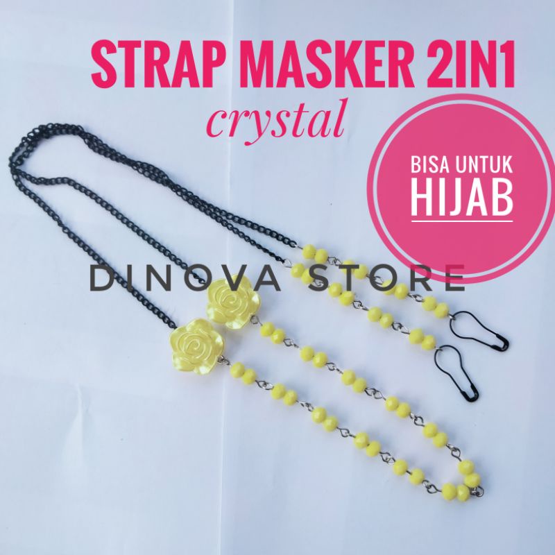 strap masker hijab 2in1 KRISTAL fallin/srtap mask/kalung masker/konektor masker 2 in 1/tali masker/kalung masker/strap masker 2in1/strap masker hijab/dinova store/pgx/strap masker hijab