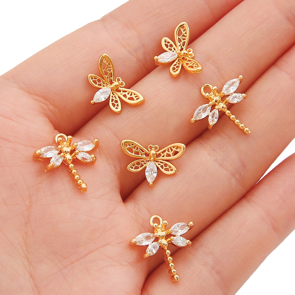 18K Gold Plated 1Pc 8-31mm Flower Animal Moon Heart Shape Zircon Copper Charm Pendant For DIY Necklace Earrings Jewelry Making