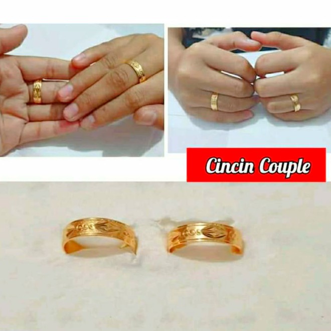 Cincin TITANIUM Polos Ukir Couple Atau Sepasang Perhiasan Wanita Gold dan Silver limited edition