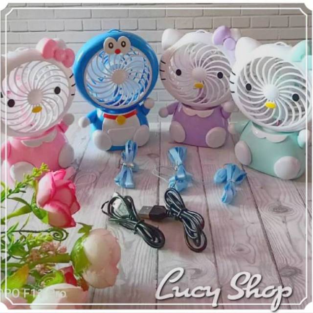 Mikusoo Mini Fan Kipas Angin Karakter Doraemon dan Hello Kitty