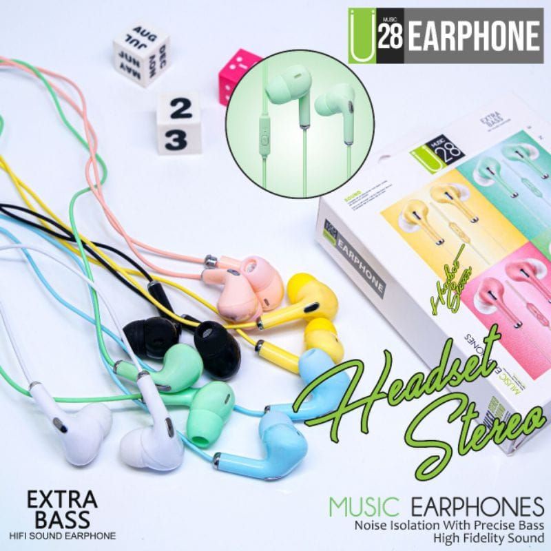 HF/HEADSET MACARON U28 DJ SUPER BASS