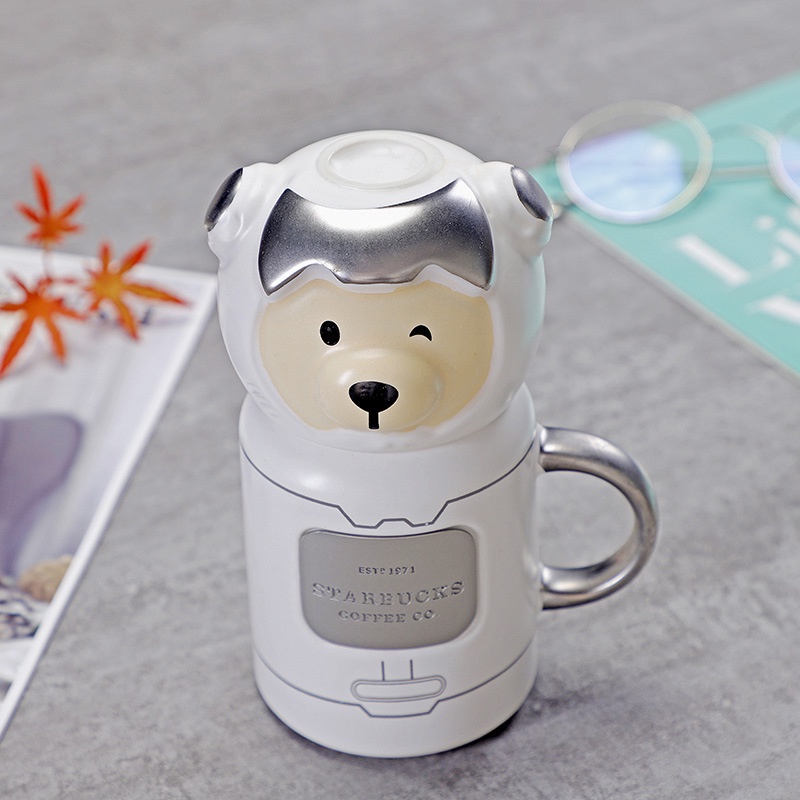 gift for kids Starbucks ceramic cup Cartoon Space bear Mug astronaut Bear cup birthday present 星巴克臻选系列限量陶瓷杯