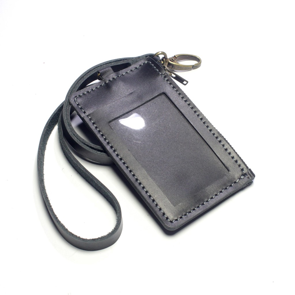 gantungan dompet ID card holder kulit tali zipper kartu banyak PHID949