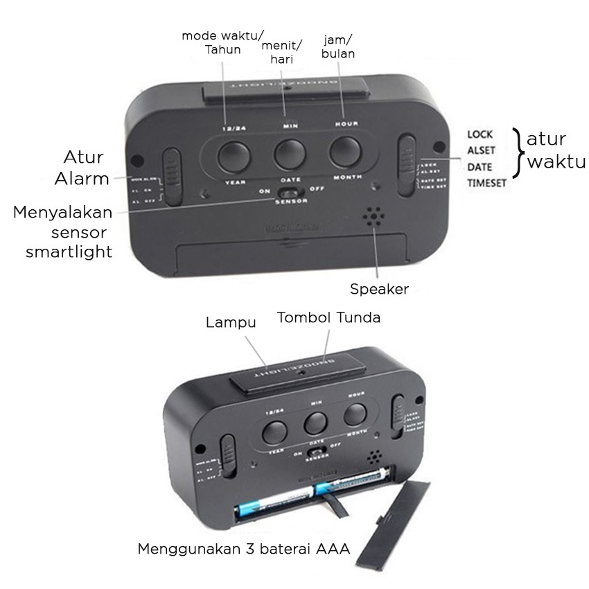 Smartfish Jam Meja Alarm Digital LCD Digital Clock Smart Digital Clock