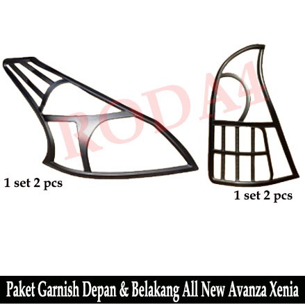 Paket Garnish List Lampu Depan Belakang  Black Editon  All New Avanza Xenia Veloz Hitam