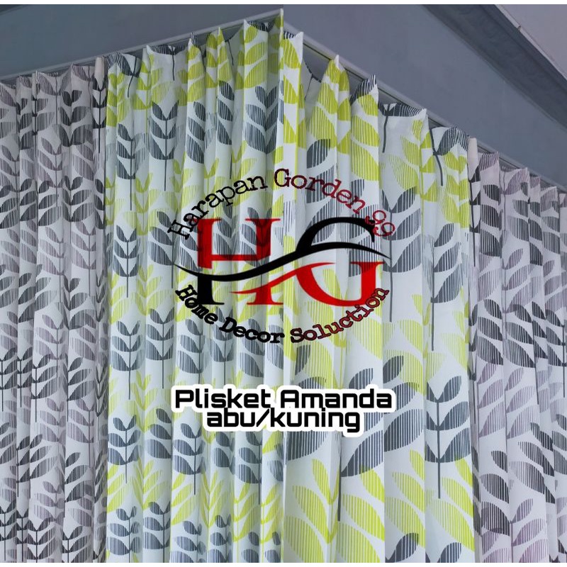 Gorden Embos Motiv Amanda Plisket Kawat Abu/Kuning