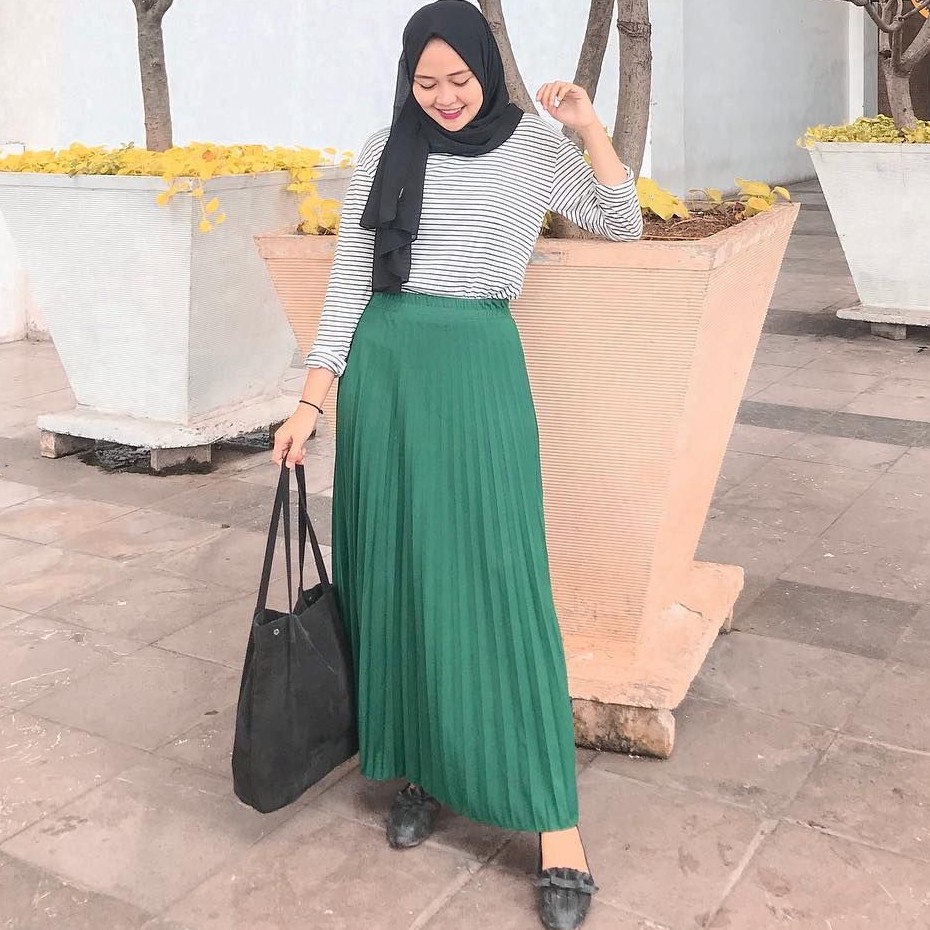 R713 FASHION BAWAHAN  ROK  PANJANG PLISKET WANITA