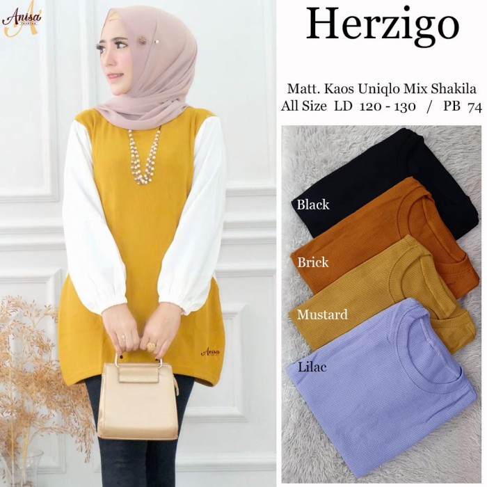 Atasan Wanita Herzigo Blouse Kaos Uniqlo Mix Shakila Import Jumbo Size - lilac, Fit L3-L4