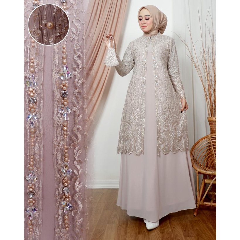 Gallery kebaya - Gamis cardigan II tile mutiara mix baby doll / kebaya modern terbaru