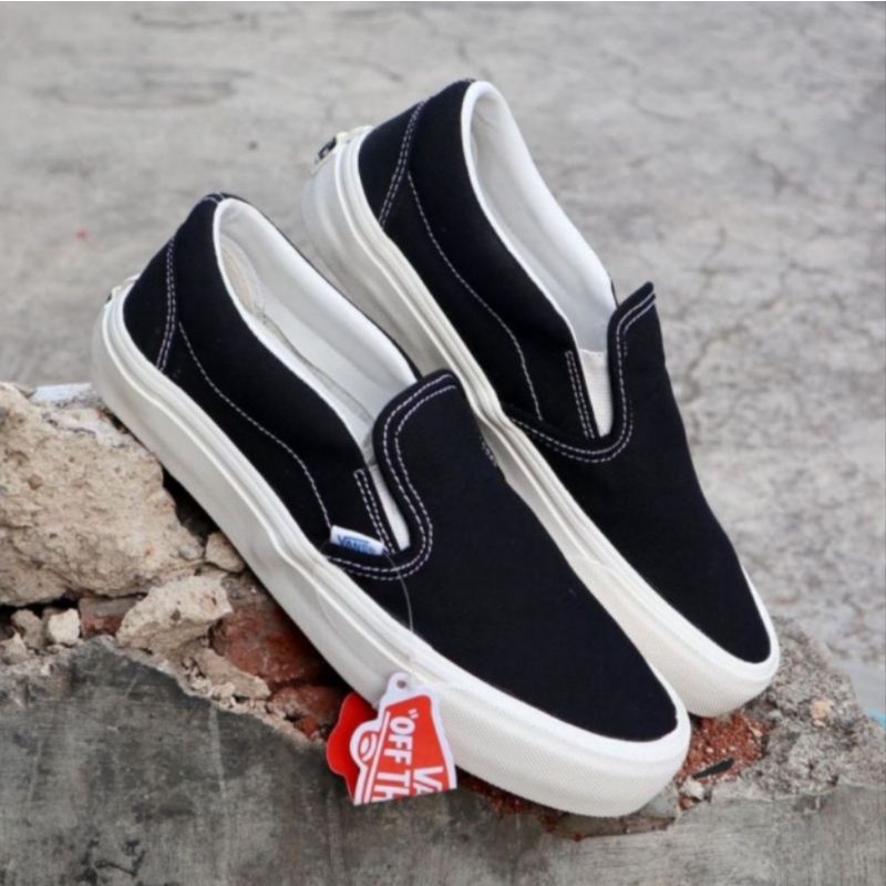 SEPATU SLIP ON OG FULL BLACK CORET ORIGINAL