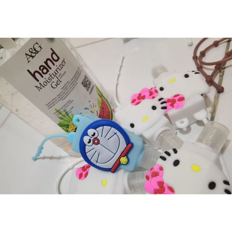Botol set isi + Gantungan Tas Hand Sanitizer Karakter Lucu Bahan Silikon viral