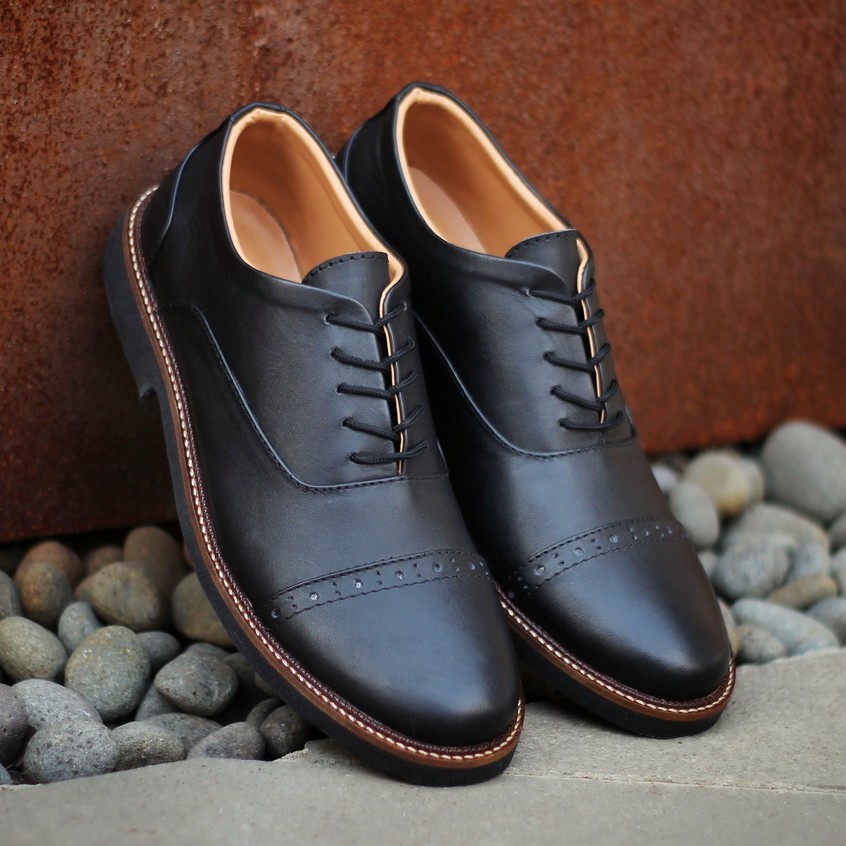 JAZZ 02 BLACK (KULIT ASLI) |ManNeedMe x Reyl| Sepatu Pantofel Pria Formal ORIGINAL