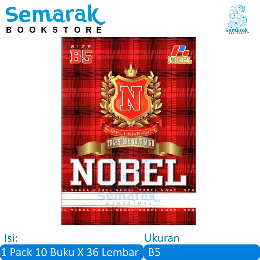 Perlengkapan mencatat Nobel Buku Tulis B5 - Merah [1 Pack : 10 Buku @36 Lembar]