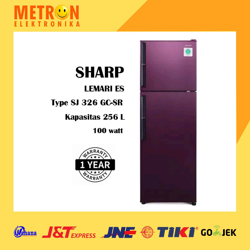 SHARP SJ 326 GC SR / RED KULKAS LEMARI ES 2 PINTU 256 LITER / SJ326GCSR