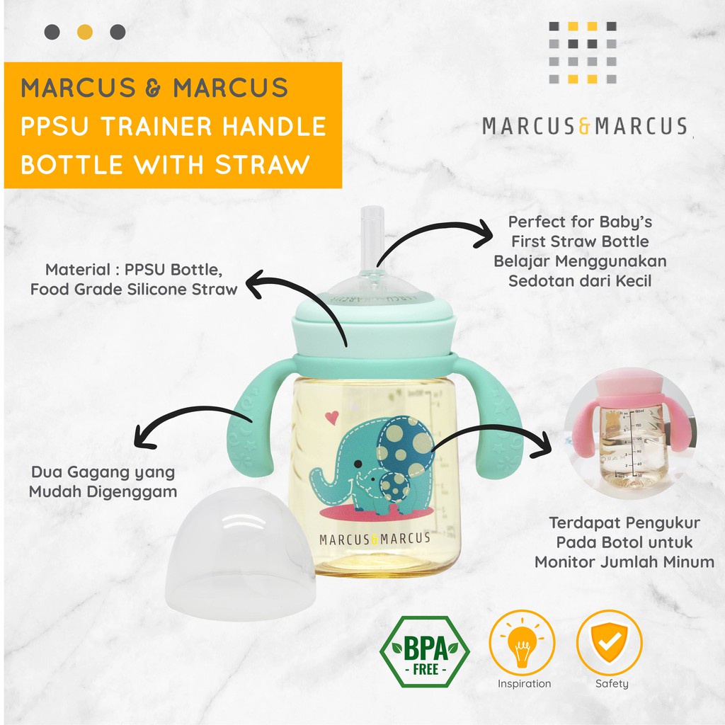 Castle - Marcus &amp; Marcus PPSU Straw Trainer Bottle - Training Cup PPSU Botol Anak - MNM