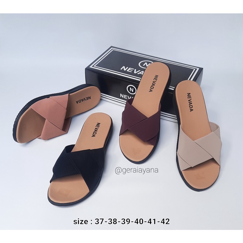 DISKON DAY! Sandal Slop Nevada size 37-42 - Sandal Wanita Nevada - Sandal Silang