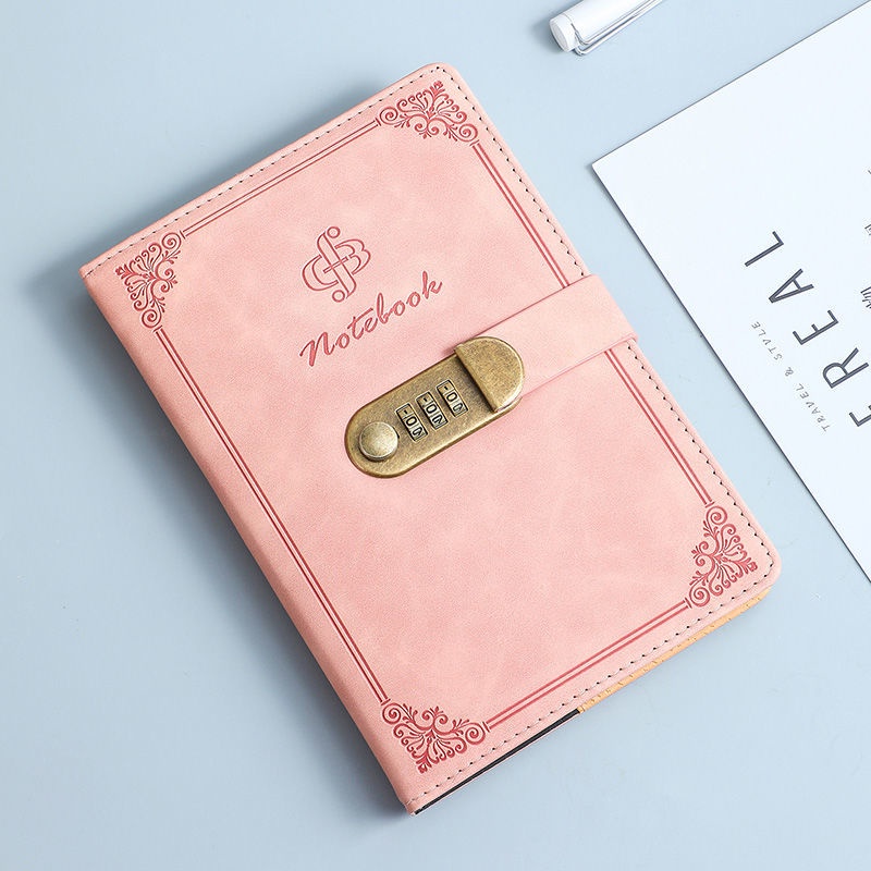 

☫♨A5 retro password notebook dengan kunci diary menebal tangan kreatif buku besar siswa notebook alat tulis kustom