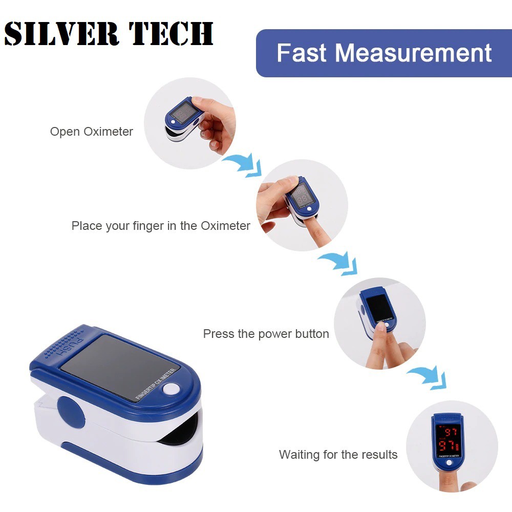 SAIIA Oximeter Pengukur Kadar Oksigen Dalam Darah / Detak Jantung SPO2 dengan Monitor LED