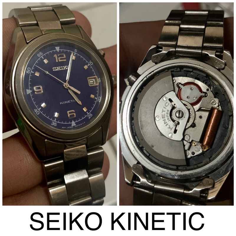 Jam Tangan Seiko Kinetic bkn automatic Blue RARE Limited Original Mulus Bekas