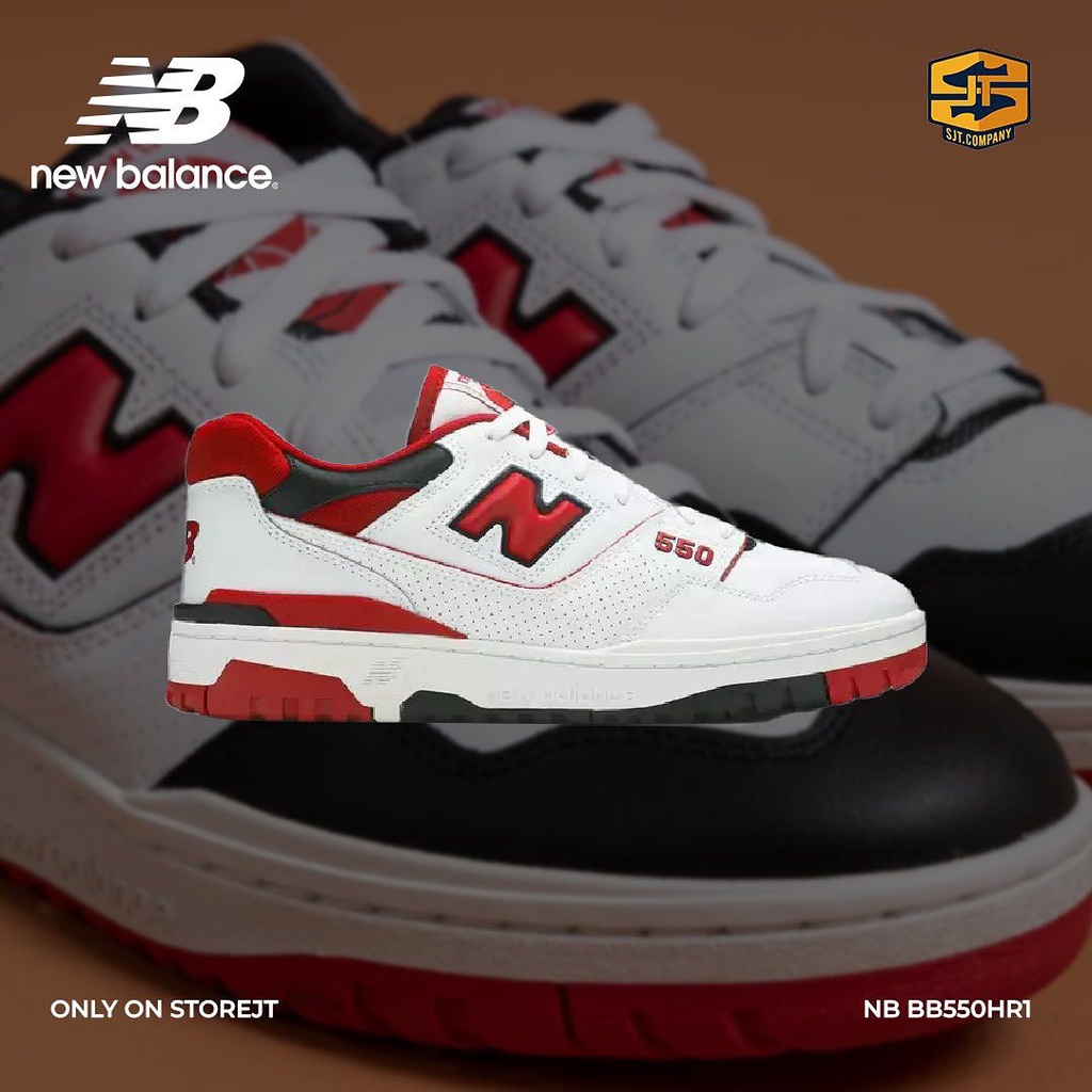 Sepatu Sneakers New Balance 550 Aime Leondore White Red