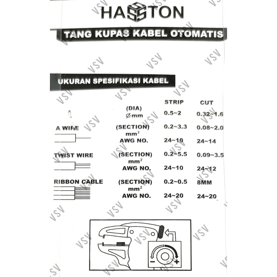 HASSTON Tang kupas kabel Otomatis 4241-103 Automatic wire stripper Alat Kupas Potong Kabel otomatis 4241-103