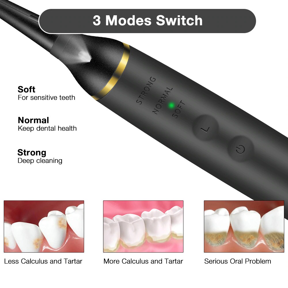 Pembersih Karang Gigi Ultrasonic Electric Dental Calculus Tartar Remover - LR-6 - Black