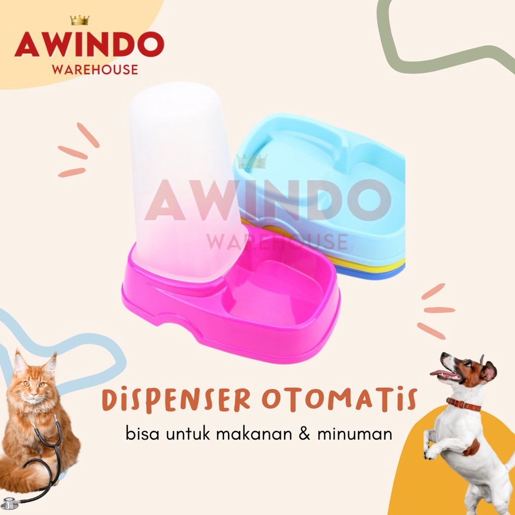 PET DISPENSER KECIL - Tempat Dispenser Makan Minum Anjing Kucing Otomatis  Anti Semut Anti Slip