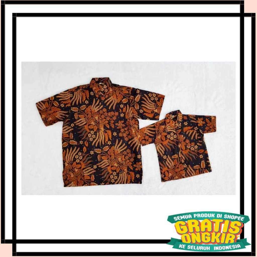 BATIK ANAK DEWASA ORANGTUA ALISAN / Nivana - Batik Couple Ayah Anak MANGGAR Sogan Hem Kemeja