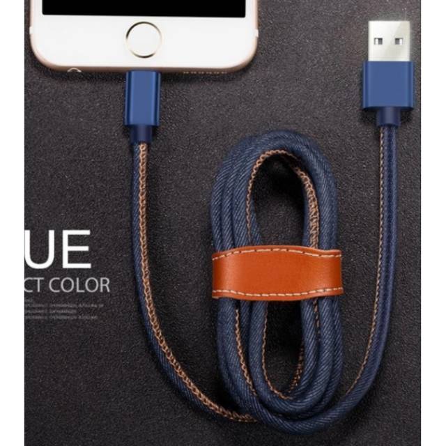 Kabel Micro usb universal jeans pengisian fast charger