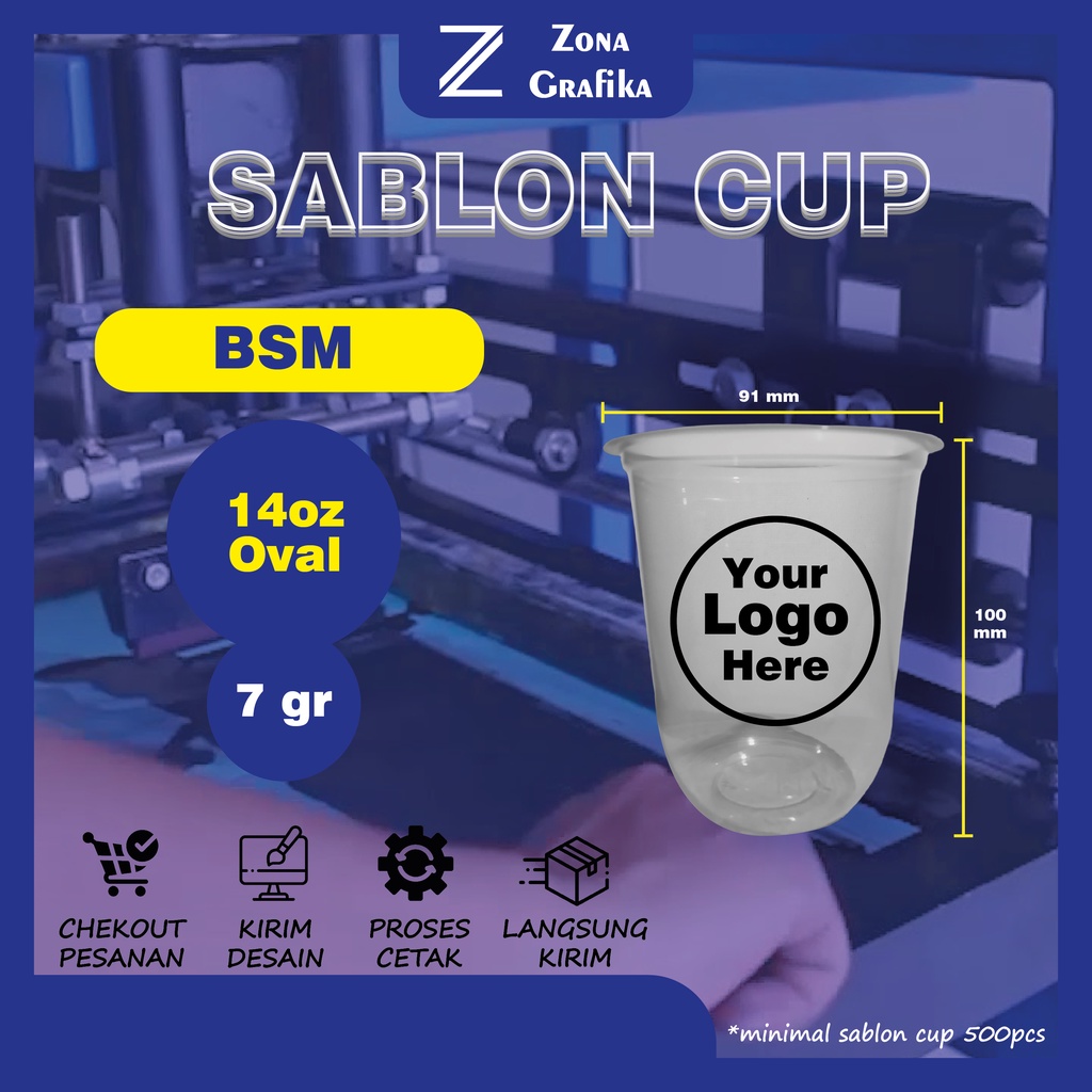 Sablon Cup BSM 14 oz Oval
