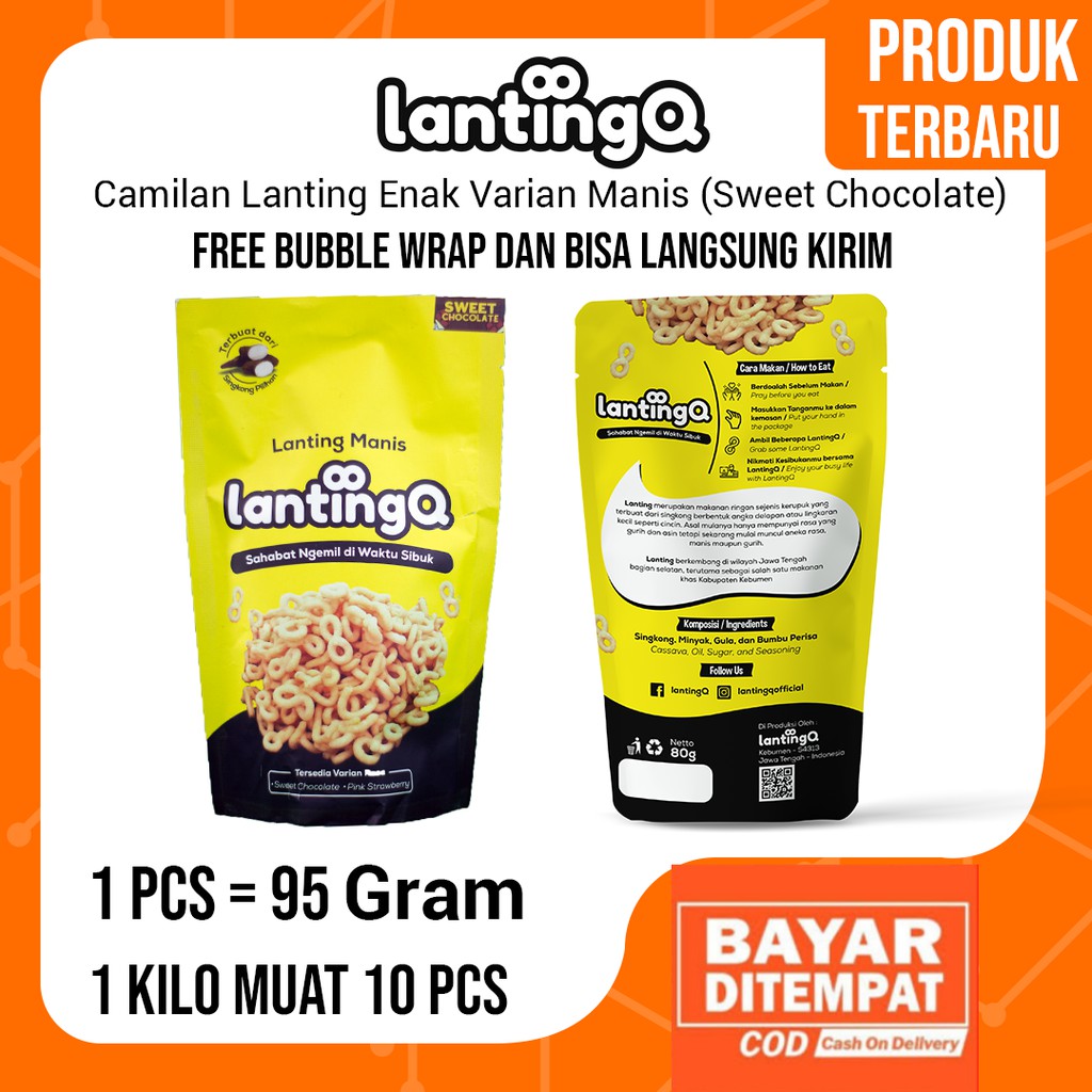 

Camilan Olahan Singkong Terbaru Rasa Manis LANTINGQ Rasa Sweet Chocolate