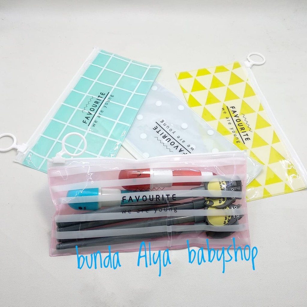 Tempat Pensil Transparan Motif Tempat Pensil Resleting Bening Tempat Kosmetik Serbaguna Bening