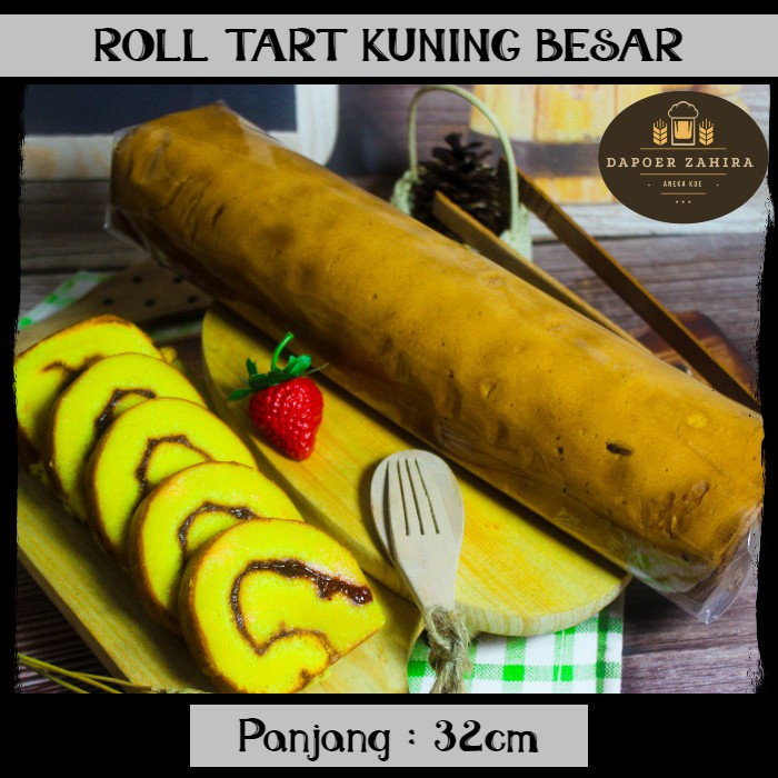 

Bolu Gulung Kuning Selai Strawberry / kue Roll Tart Panjang