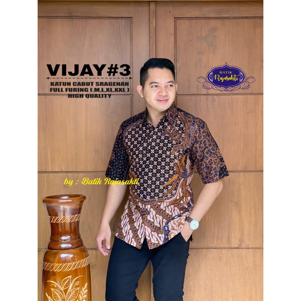 VIJAY 3 RAJASAKTI KEMEJA BATIK SOLO PRIA LENGAN PENDEK LAPIS FURING ATASAN BATIK PREMIUM MODERN KATUN HALUS BAHUWIRYA  BANAMITRA BANAMITRA PUTIH BANGSAWAN BAYU PUTRA BERLIAN BIRU BHARATAYUDA BIMASENA BIRENDRA BIRU INDAH BRAHMAKERTA BRAHMAKERTA MERAH BUDID