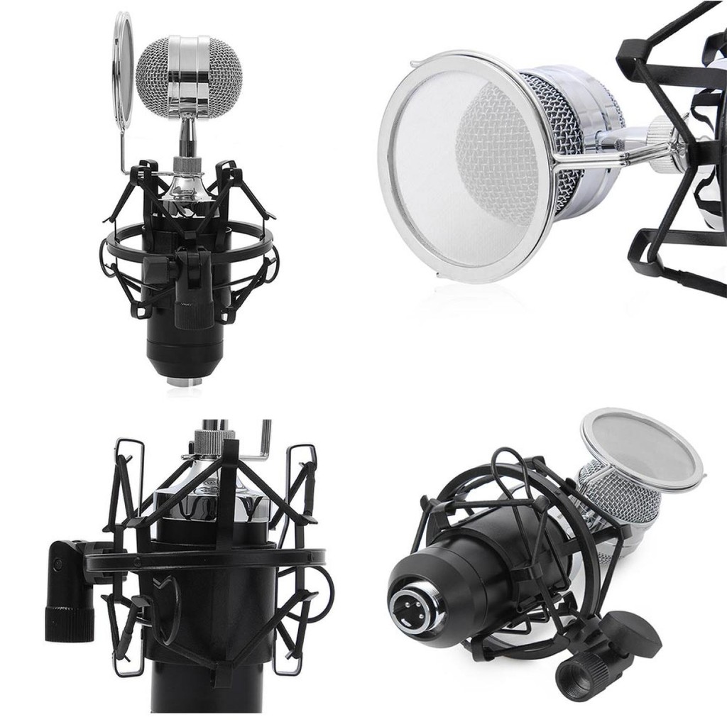 Mikrofon BM 8000 Taffware &amp; Sound Card +Pop Filter + Stand Suspension + Holder Mic HP Paket Youber