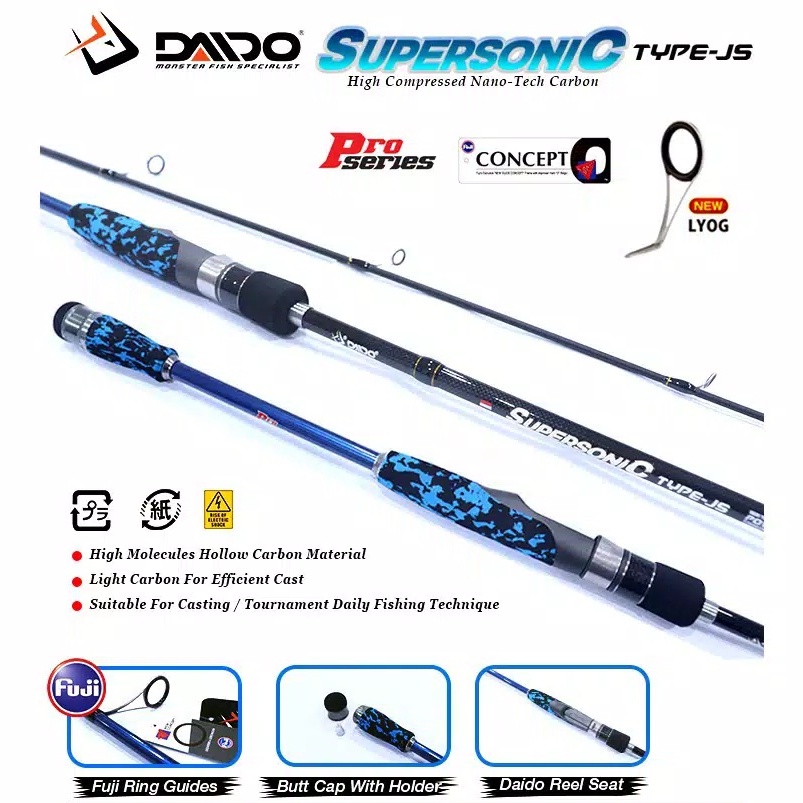 Joran Pancing Daido Supersonic Pro Series JS 180cm (8-17lbs-10-20lbs) Ring Fuji - Engkus Fishing