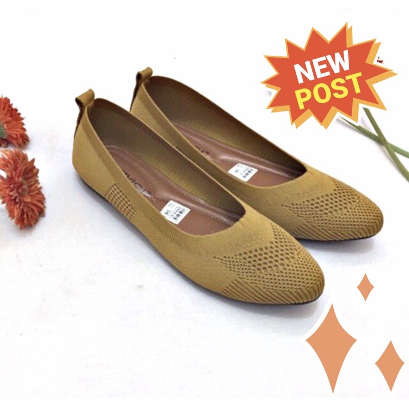 Sepatu Flat Wanita Slip On Bahan Rajut Import DO15 GRAVICI