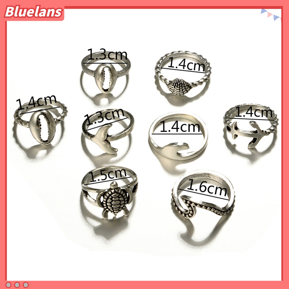 8pcs / Set Cincin Buku Jari Aneka Bentuk Gaya Boho Untuk Wanita