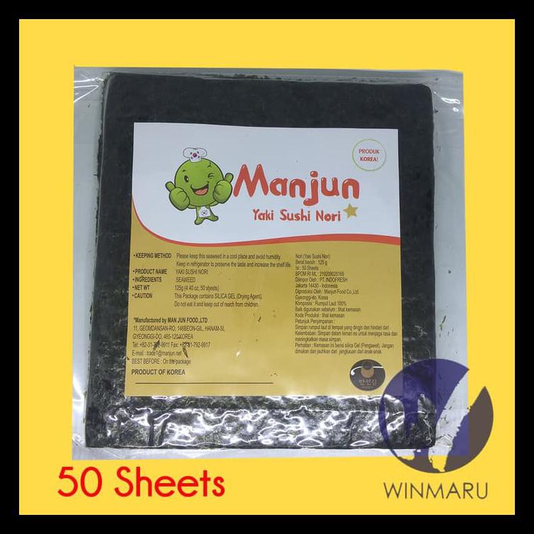 

Sushi Nori Manjun Seaweed Rumput Laut 50 Sheets/Lembar Bermutu