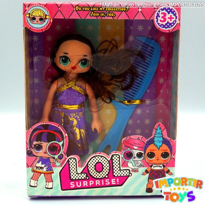 MAINAN BONEKA LOL BARBIE SISIR RAMBUT LUCU WIG MAINAN - UNGU