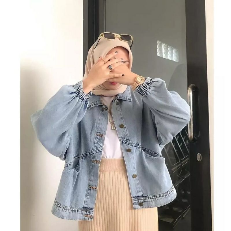 Dht Jaket Jeans Snow wanita / Jaket Jeans oversize