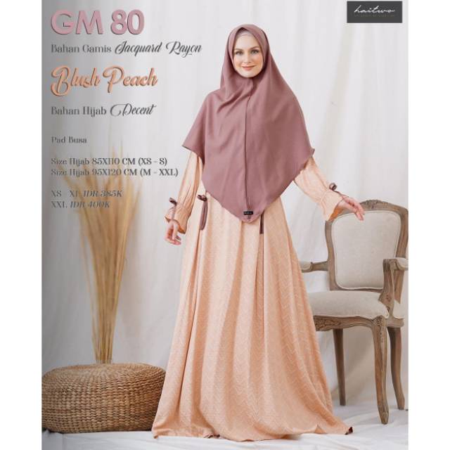 GAMIS SET TERBARU HAITWO GM 80 BLUSH PEACH