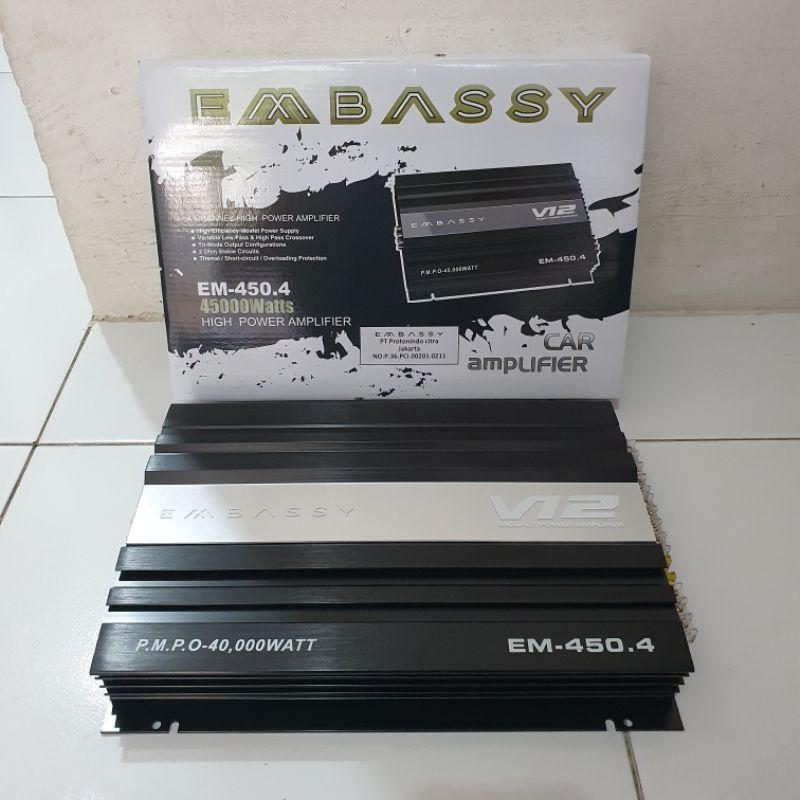 Power amplifier Embassy EM-450.4 V12 4 channel 40000 watts