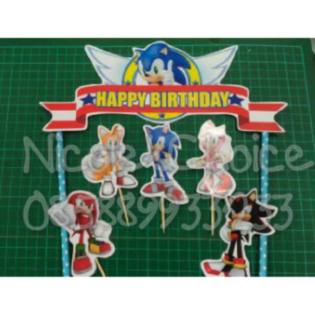 

Cake banner sonic the hedgehog Tusukan hiasan kue ulang tahun pemeriah pesta Birthday party